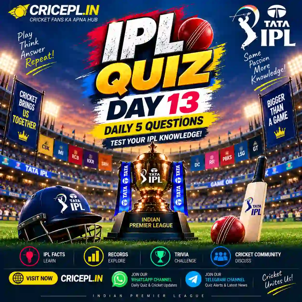 IPL Quiz Day 13 Daily 5 Questions