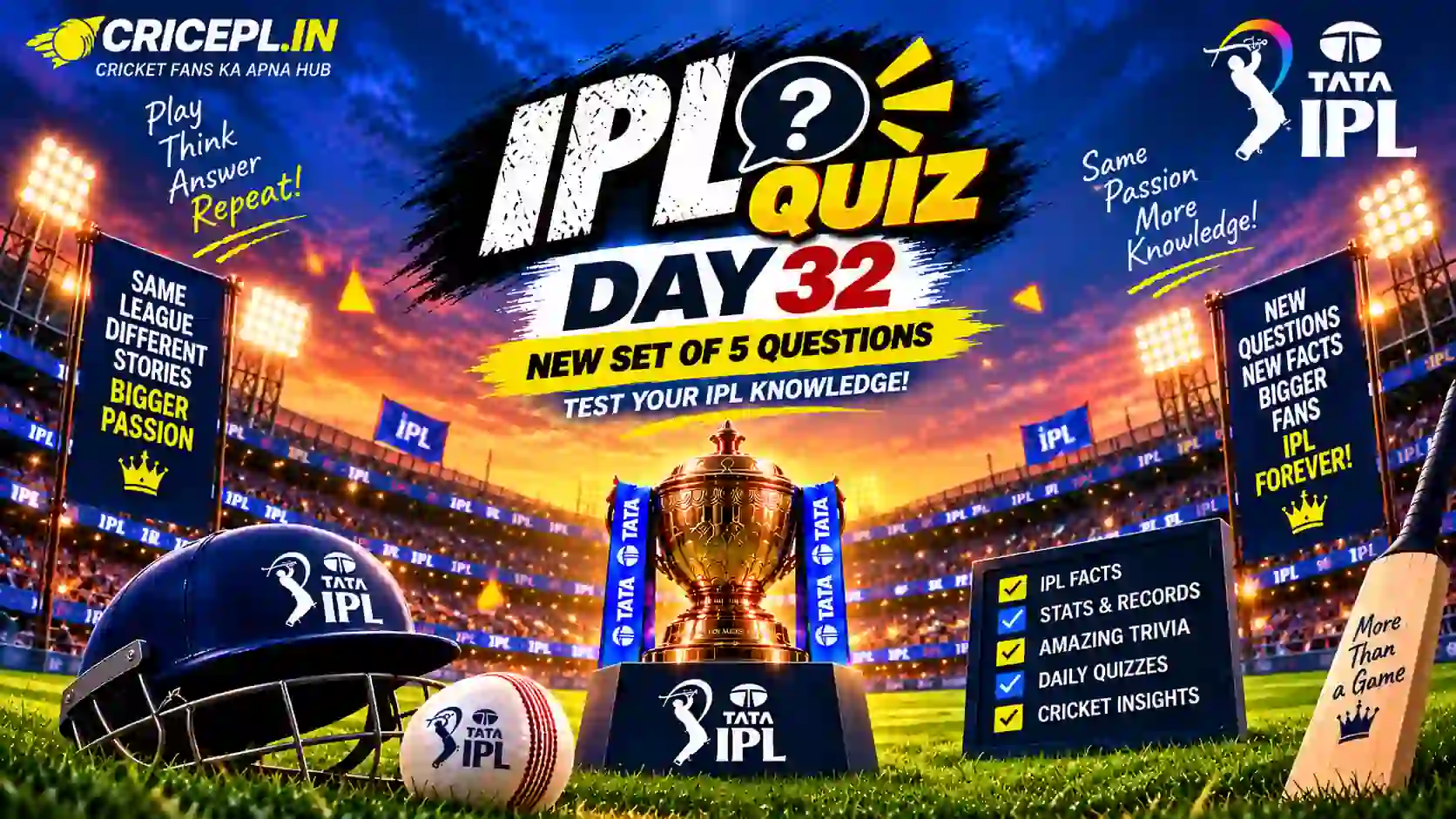 IPL Quiz Day 32 - IPL 2020 Cricket Quiz