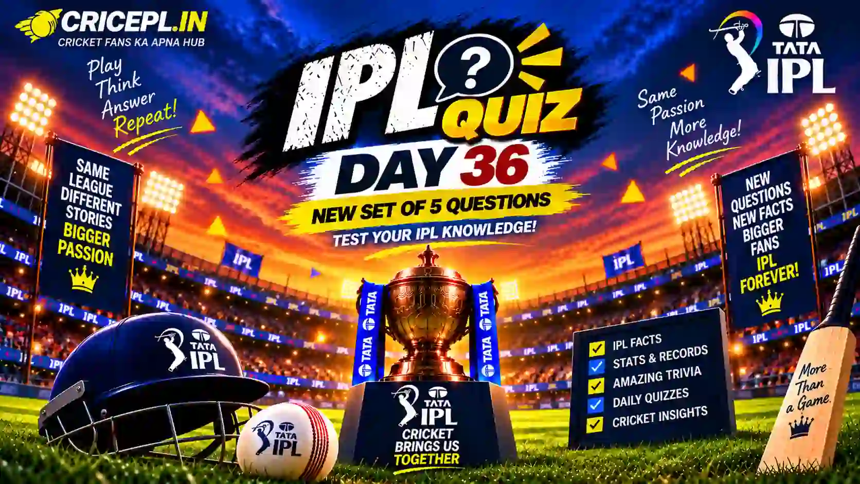 IPL Quiz Day 36 - IPL 2020 Cricket Quiz