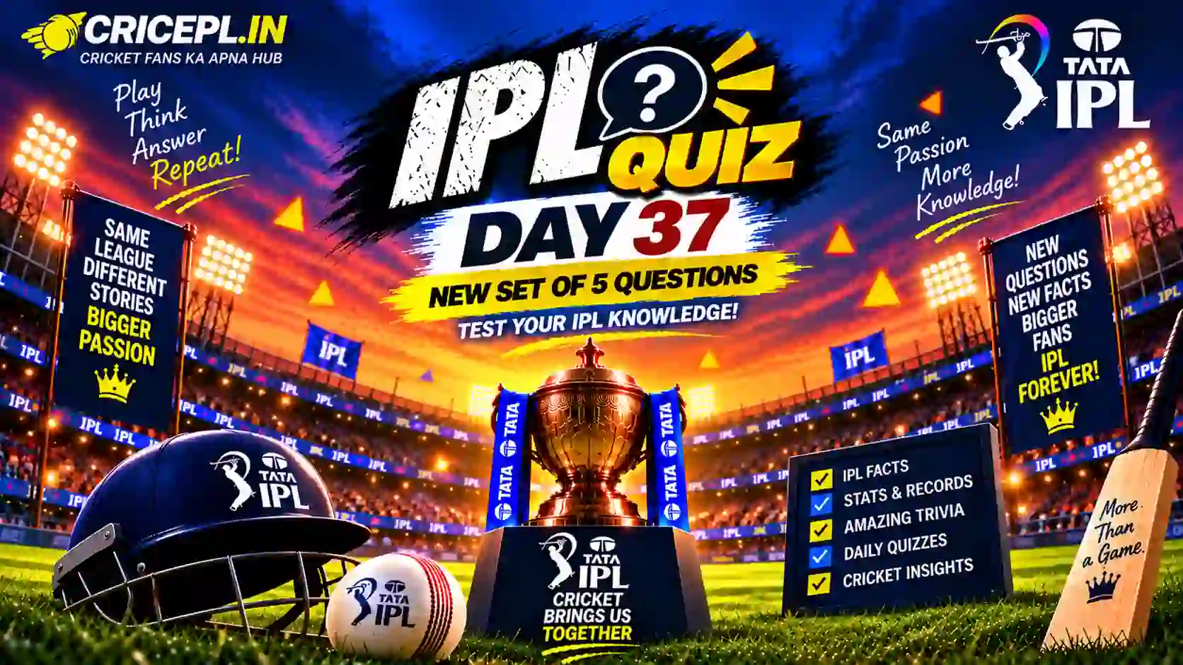 IPL Quiz Day 37 - IPL 2020 Cricket Quiz